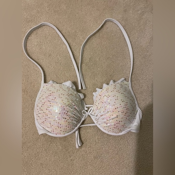 VICTORIA’S SECRET iridescent bling y2k swim top 34DD like new - Picture 1 of 8
